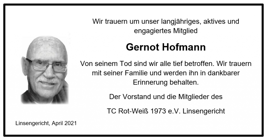 Gernot Hofmann Traueranzeige